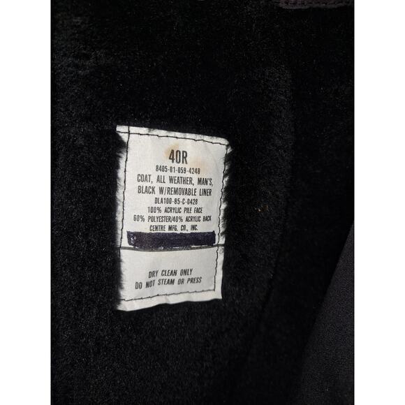 Men's Black 80's Acrylic Back Slit Removable Liners All Weather Coat Size 40R - Picture 3 of 9
